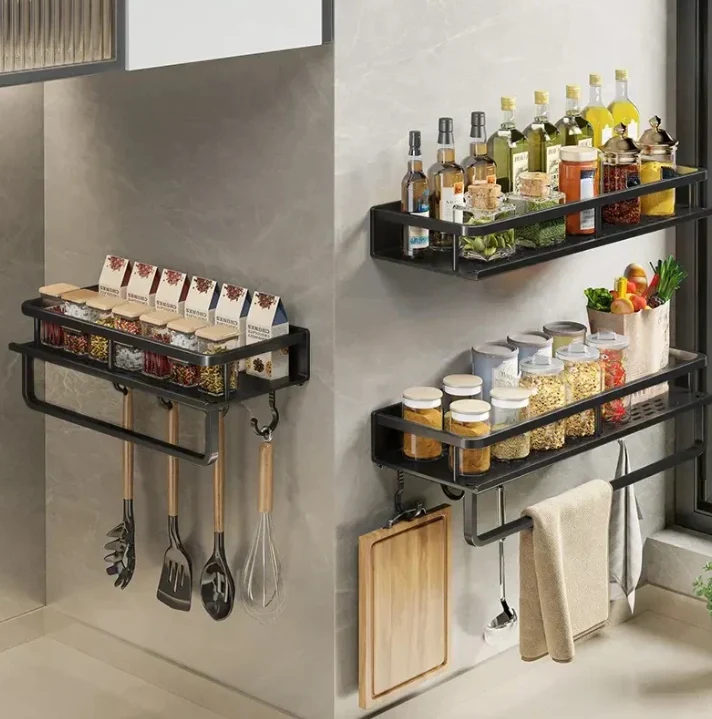 Wandrek Keuken Metaal Met Handdoekhouder 30-50cm Muur Organizer | Sansoti