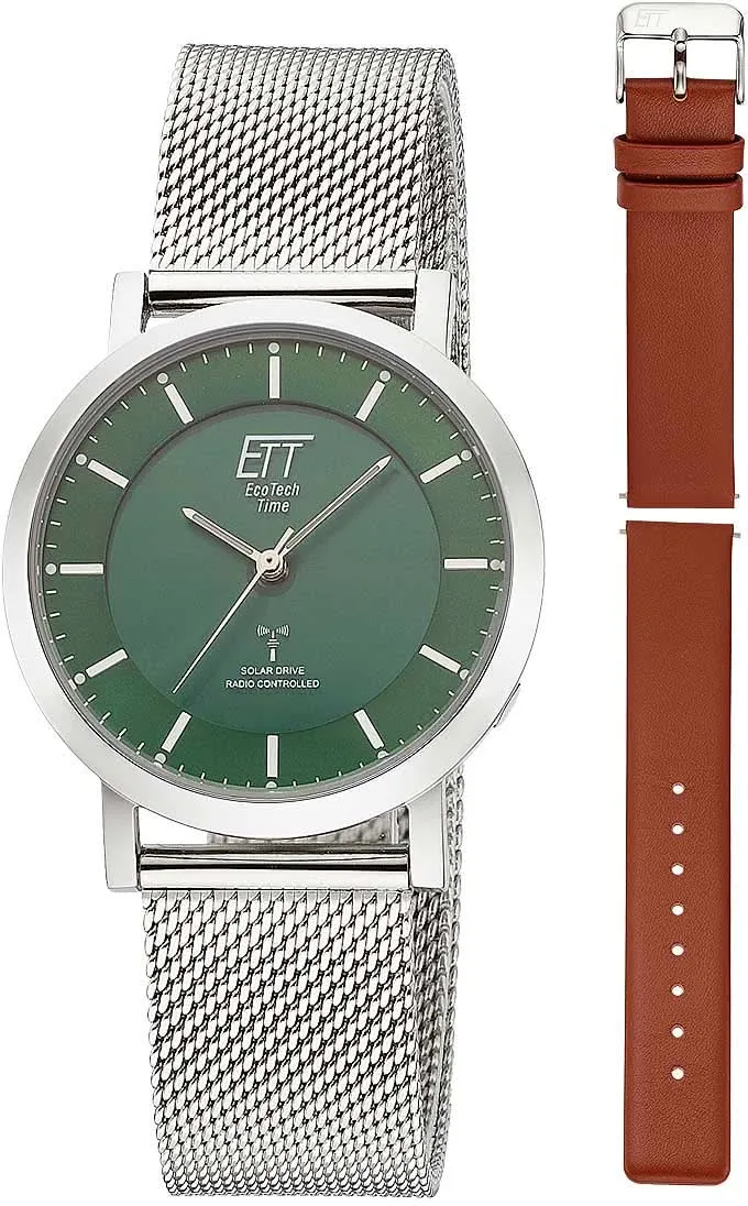 Eco Tech Time Solar Drive Basic ELS-11618-81MS Damenuhr • Funk-Solar • Edelstahl