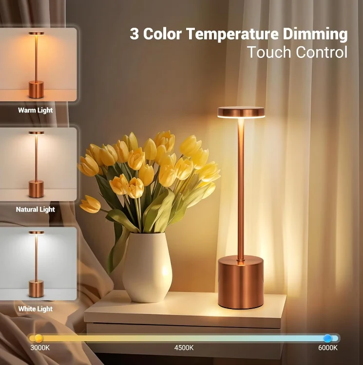 LED Tafellamp Draadloos Oplaadbaar met Touch Sensor – Dimbare Design Tafellamp