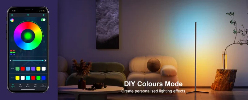 Slimme RGB Vloerlamp 150cm Dream Kleur Dimbaar App Bluetooth | Sansoti