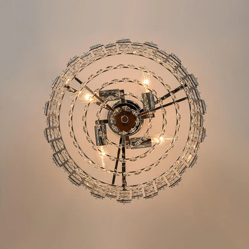 Plafondlamp Kristal Drum 4-Lichts Chroom Messing Dimbaar 38cm Woonkamer Glamour