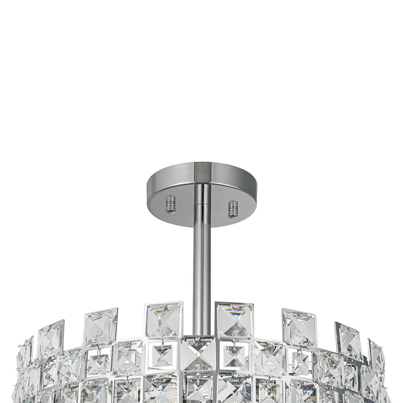 Plafondlamp Kristal Drum 4-Lichts Chroom Messing Dimbaar 38cm Woonkamer Glamour