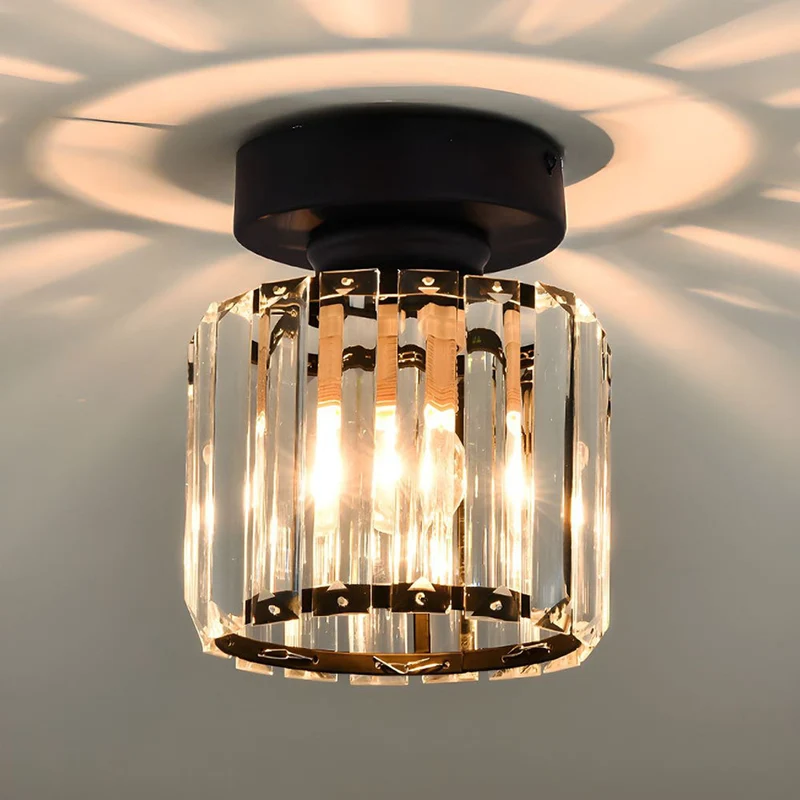 Plafondlamp Kristal Zwart Zilver Goud E27 Opbouw Modern Hal Woonkamer | Sansoti