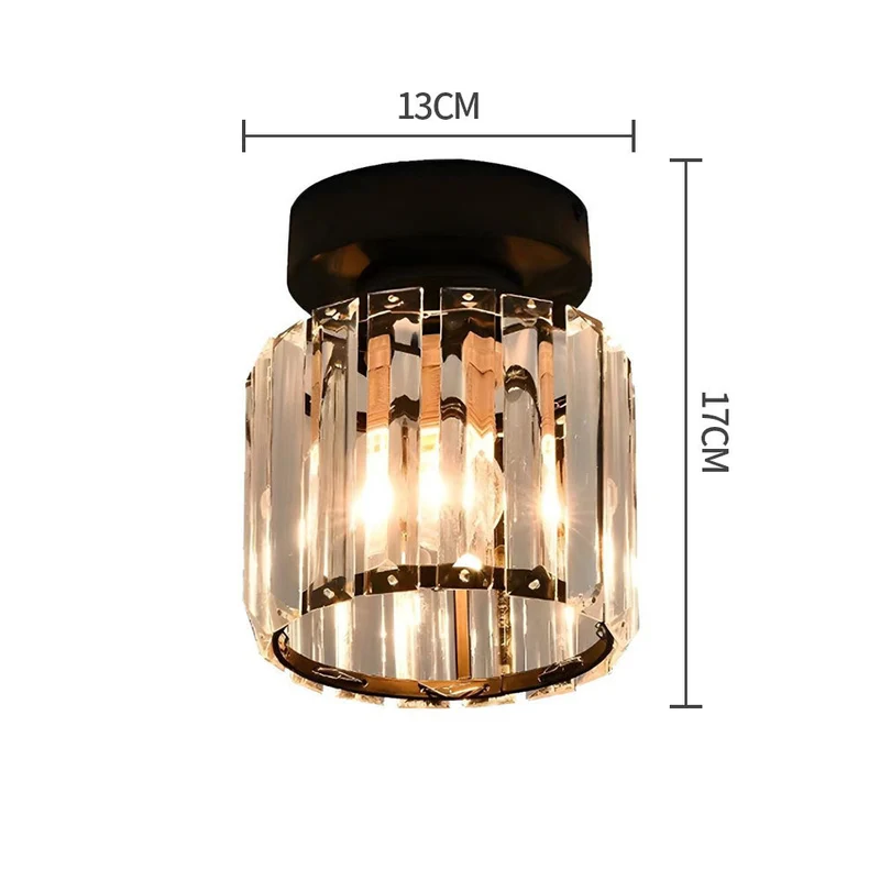 Plafondlamp Kristal Zwart Zilver Goud E27 Opbouw Modern Hal Woonkamer | Sansoti