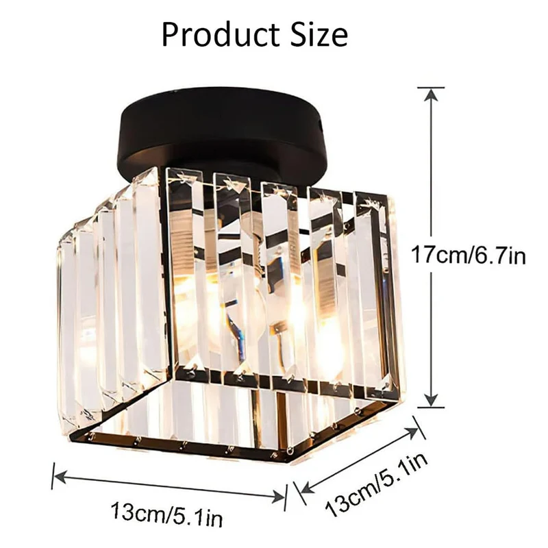 Plafondlamp Kristal Zwart Zilver Goud E27 Opbouw Modern Hal Woonkamer | Sansoti