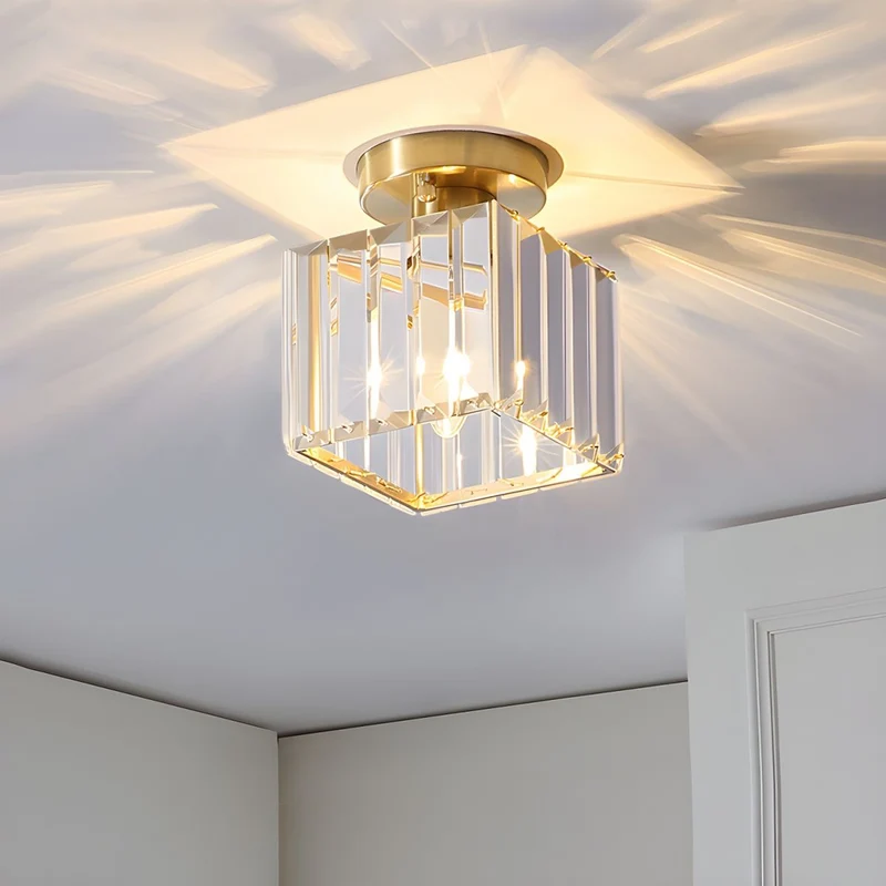 Plafondlamp Kristal Zwart Zilver Goud E27 Opbouw Modern Hal Woonkamer | Sansoti