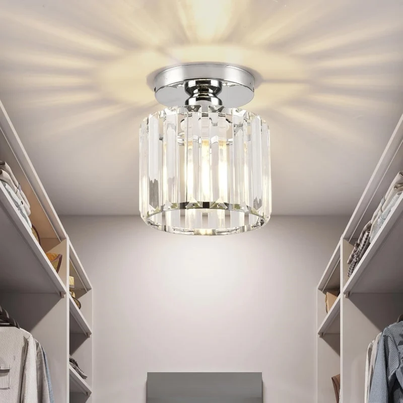 Plafondlamp Kristal Zwart Zilver Goud E27 Opbouw Modern Hal Woonkamer | Sansoti