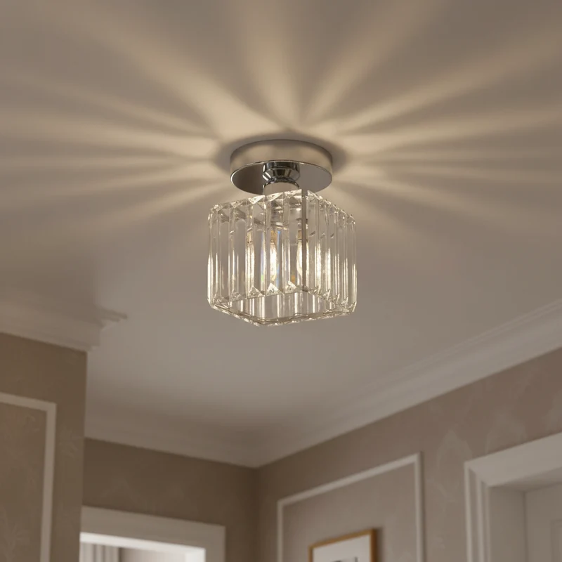 Plafondlamp Kristal Zwart Zilver Goud E27 Opbouw Modern Hal Woonkamer | Sansoti