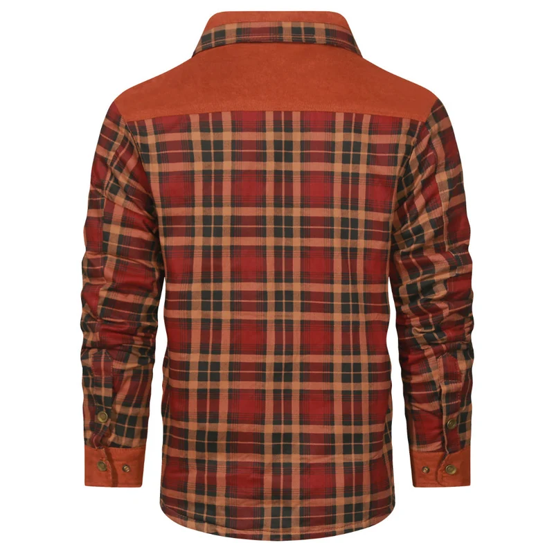 Geruite Overshirt Jas voor Heren Dubbellaags Houthakkershemd Tussenjas Katoenmix Casual Buitenkleding Rood | Sansoti