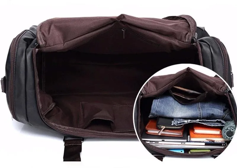 Leren Reistas Handbagage Weekendtas Premium PU-Leer Waterbestendig Krasvrij Duurzaam Reisaccessoire Vintage | Sansoti