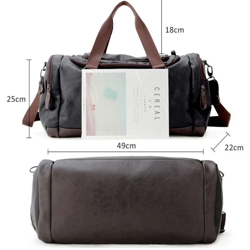 Leren Reistas Handbagage Weekendtas Premium PU-Leer Waterbestendig Krasvrij Duurzaam Reisaccessoire Vintage | Sansoti