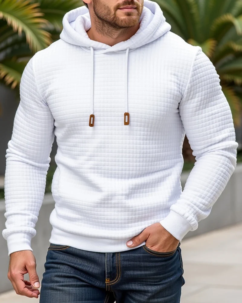 Gebreide Hoodie met Gestructureerd Patroon Slim Fit Capuchontrui voor Heren en Dames Comfortabel Sweatshirt | Sansoti