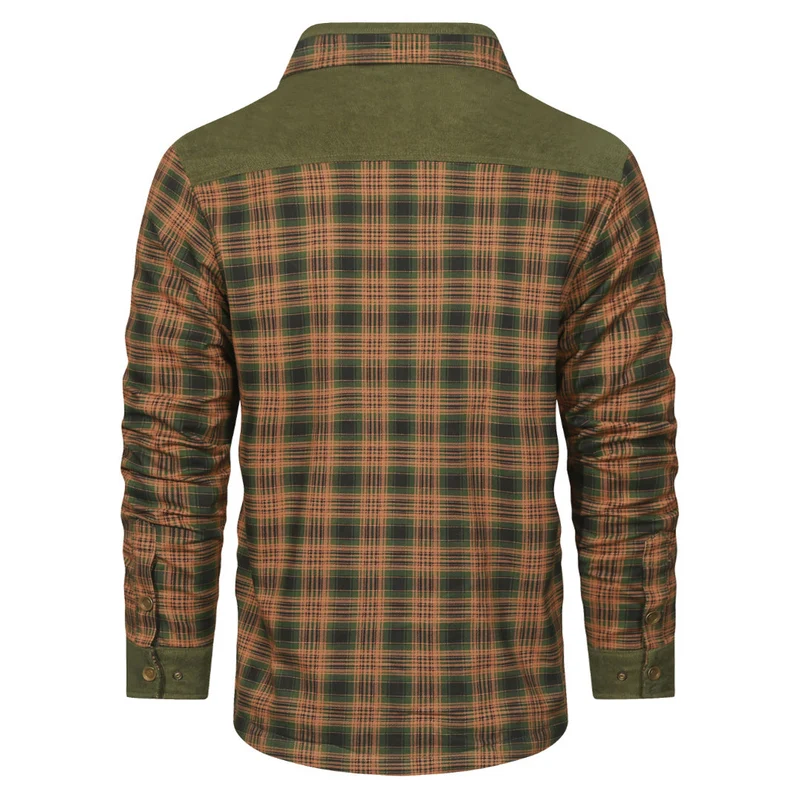 Geruit Overshirt Heren Jagergroen Katoen Polyester Tussenjas Voorjaar Herfst Winterjas Outdoor Shirt | Sansoti