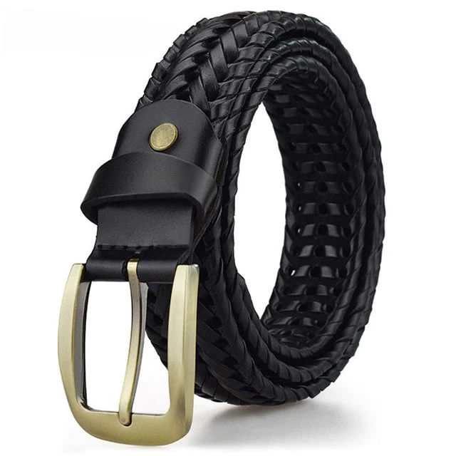 Gevlochten Leren Riem Zwart Rundleder Waterbestendig Krasvrij Mannen Vrouwen Casual Zakelijk 105-125cm | Sansoti