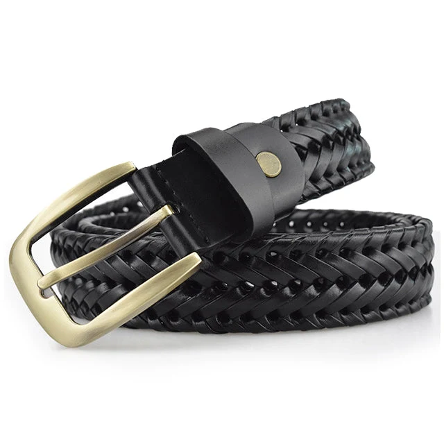 Gevlochten Leren Riem Zwart Rundleder Waterbestendig Krasvrij Mannen Vrouwen Casual Zakelijk 105-125cm | Sansoti
