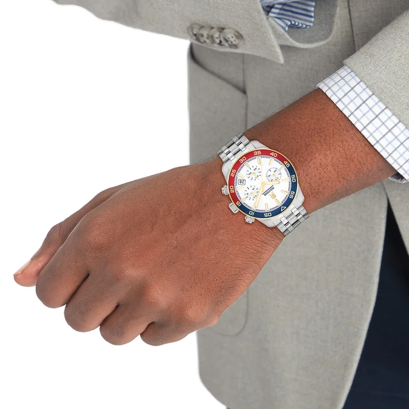 Tommy Hilfiger TH85 1792184 Herrenuhr Silber • Chronograph mit Stoppuhr • Mineralglas