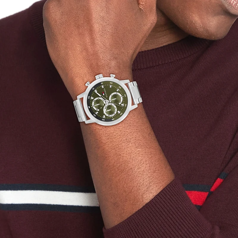 Tommy Hilfiger Rocky 1792180 Herren • Grünes Zifferblatt • Multifunktions-Quarzwerk