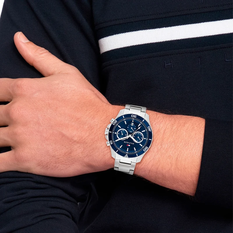 Tommy Hilfiger Jordan 1792094 Herrenuhr Blau • Edelstahlarmband • Multifunktion