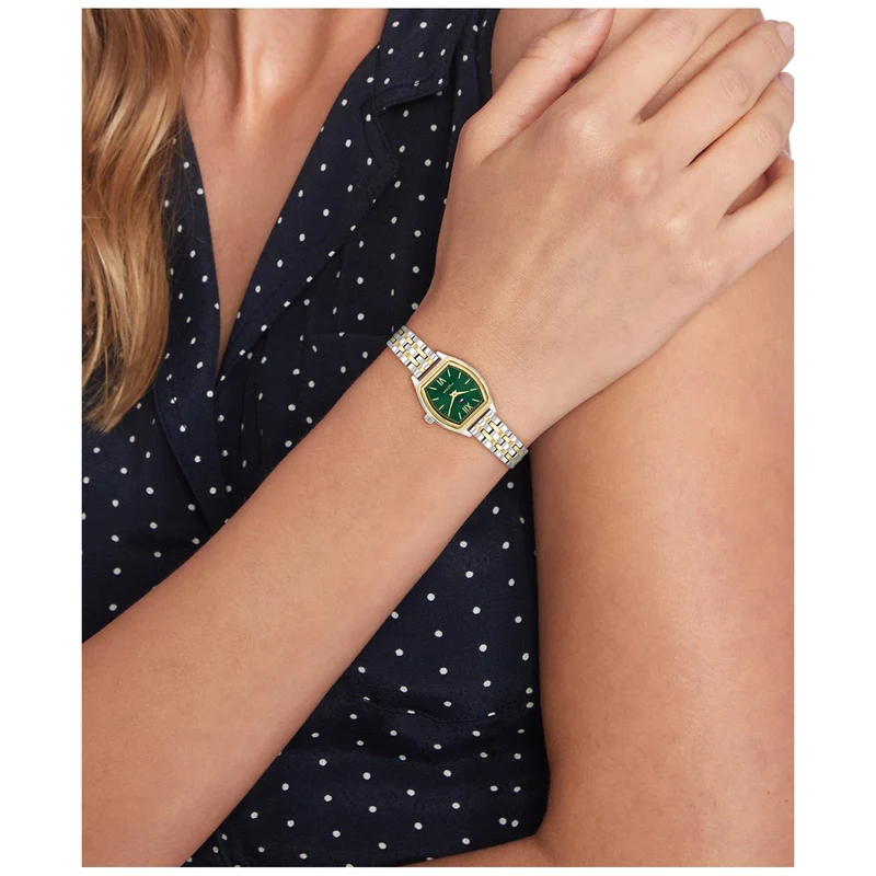 Tommy Hilfiger Norah 1782907 Damen Armbanduhr Grün • Tonneau-Gehäuse vergoldet • Römische Ziffern auf Smaragdgrünem Zifferblatt