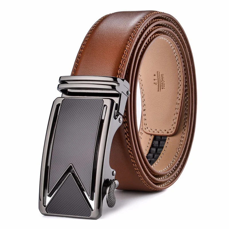 Lederen Riem Rundleder Zadelbruin met Gesp Waterdicht Krasbestendig Luxe Accessoire Herenriem Casual | Sansoti