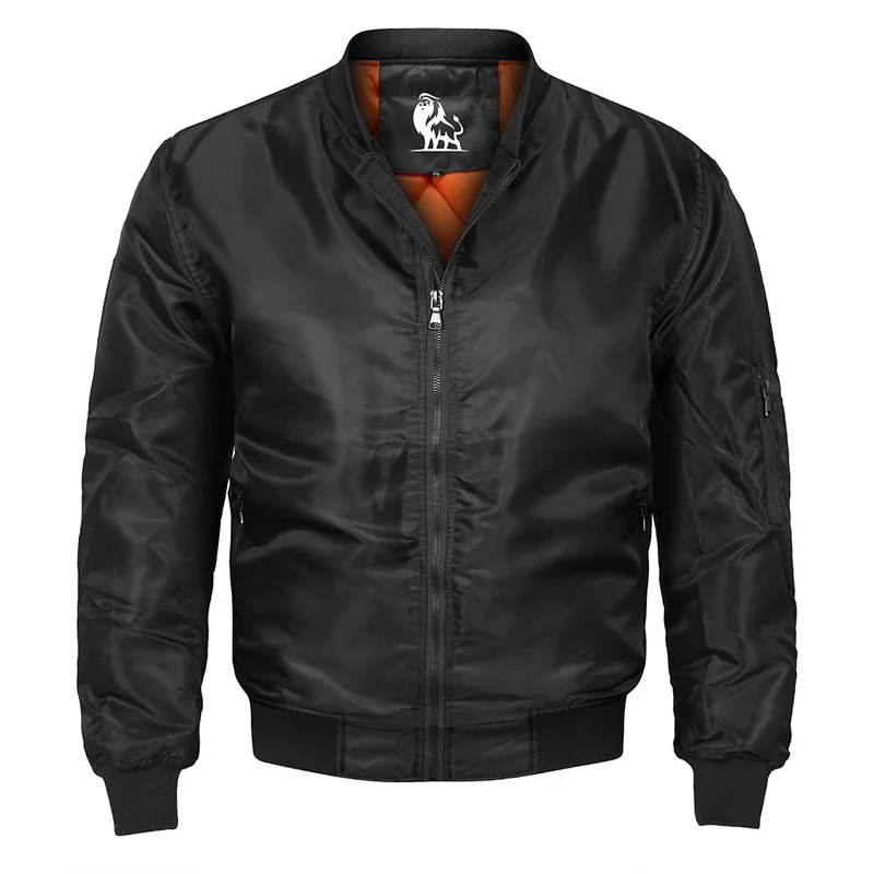 Bomber Jack Waterafstotend Polyester Zwart Streetwear Herfst Winter Stoer Design Comfortabel Casual Vrijetijdskleding | Sansoti