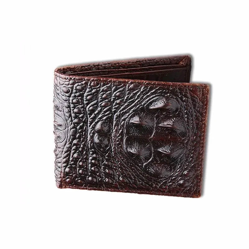 Leren Portemonnee met Krokodillenstructuur Heren Dames Zwart Compact Luxe Design RFID Bescherming Pasjeshouder | Sansoti