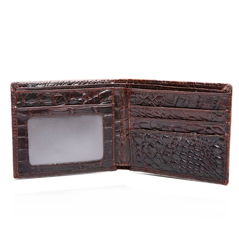 Leren Portemonnee met Krokodillenstructuur Heren Dames Zwart Compact Luxe Design RFID Bescherming Pasjeshouder | Sansoti