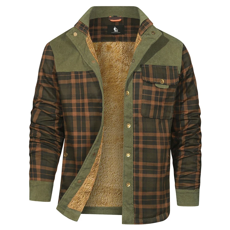Geruit Overshirt Heren Boswoud Groen Katoen Polyester Tussenjas Voorjaar Herfst Winter Outdoor Casual Stijl | Sansoti