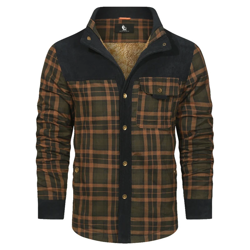 Geruite Overhemdjas Flannel Katoen Polyester Blauw Navy Herfst Winter Outdoor Casual Overshirt Longsleeve | Sansoti