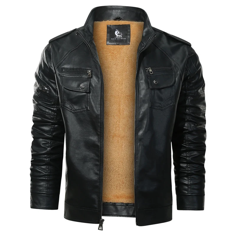Fleece Bikerjack Kunstleer Waterafstotend Motor Jas Zwart Krasnaadriem Unisex Dames Heren Retro Stijl Mode | Sansoti