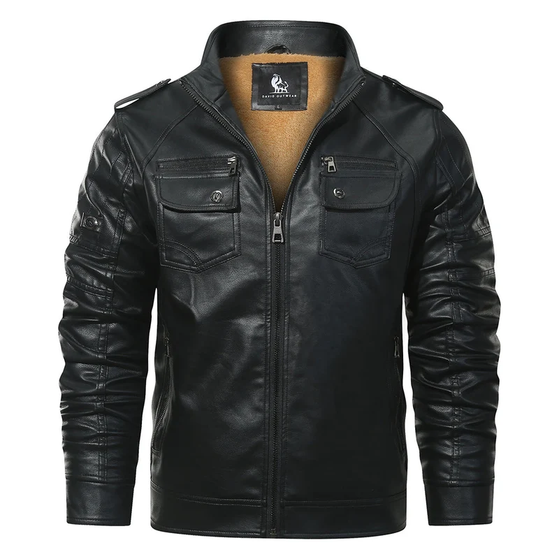 Fleece Bikerjack Kunstleer Waterafstotend Motor Jas Zwart Krasnaadriem Unisex Dames Heren Retro Stijl Mode | Sansoti