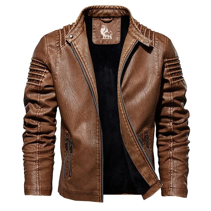 Leren Heren Motorjack Cognac met Kraag en Ritssluiting Vintage Stijl voor Stoere Casual Look Elke Dag | Sansoti