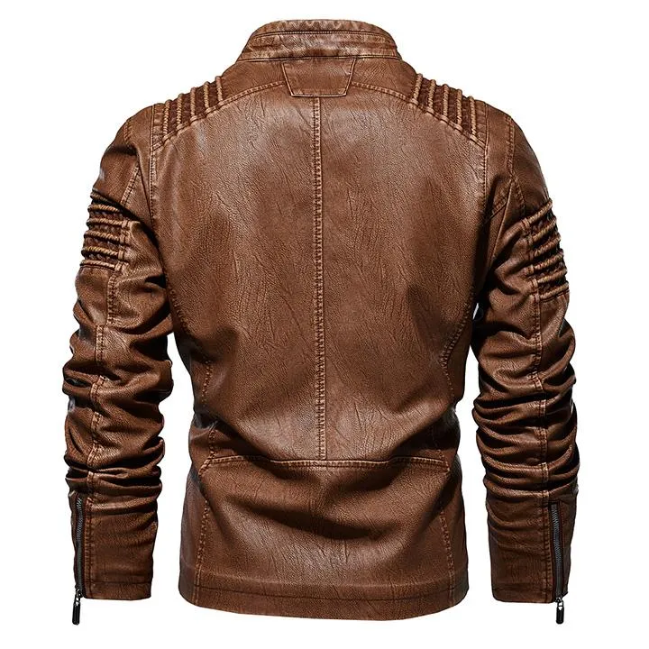 Leren Heren Motorjack Cognac met Kraag en Ritssluiting Vintage Stijl voor Stoere Casual Look Elke Dag | Sansoti