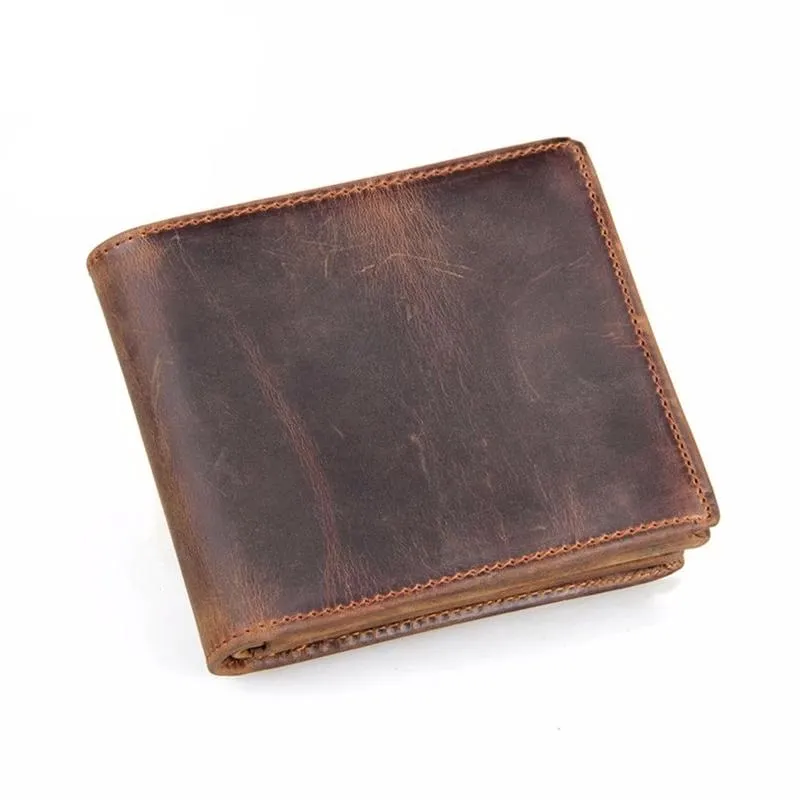 Vintage Leren Portemonnee Heren Dames Handgemaakt Rundleder Compacte Geldbeugel Klassiek Design Praktisch | Sansoti