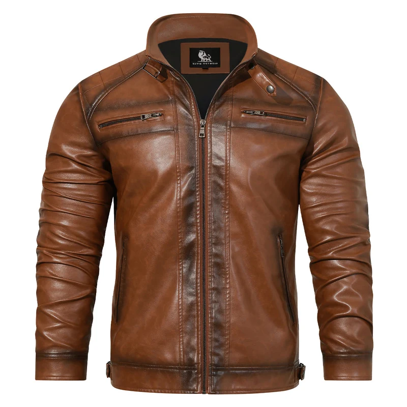 Leren Jack met Handgeborduurd Detail Ritszakken Motorstijl Heren Dames Urban Casual Wintermode Outdoor | Sansoti