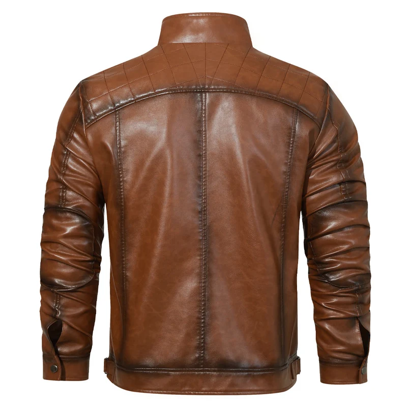 Leren Jack met Handgeborduurd Detail Ritszakken Motorstijl Heren Dames Urban Casual Wintermode Outdoor | Sansoti