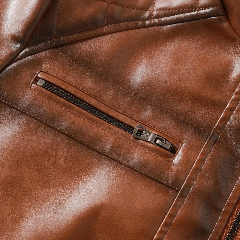 Leren Jack met Handgeborduurd Detail Ritszakken Motorstijl Heren Dames Urban Casual Wintermode Outdoor | Sansoti