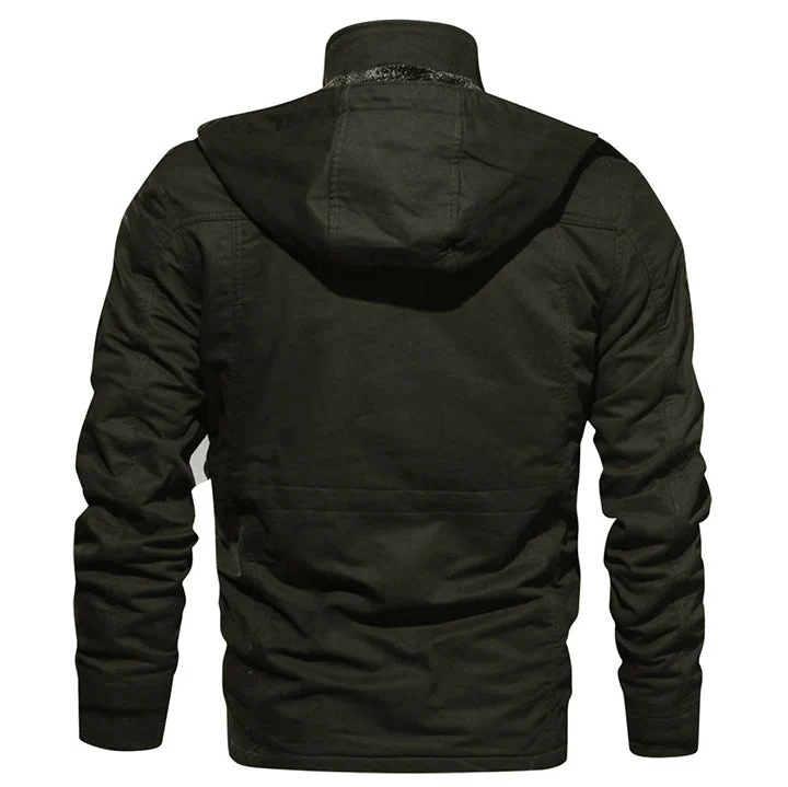 Katoenen Survivaljack met Afneembare Capuchon Donkergroen Waterdicht Heren Winterjas Outdoor Wandelen | Sansoti
