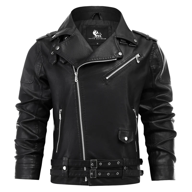 Leren Herenjack Boulevard Stijl PU Leer Zwart Waterbestendig All-Season Biker Motorjas voor Heren Casual | Sansoti