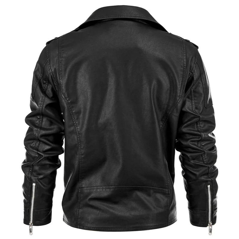 Leren Herenjack Boulevard Stijl PU Leer Zwart Waterbestendig All-Season Biker Motorjas voor Heren Casual | Sansoti