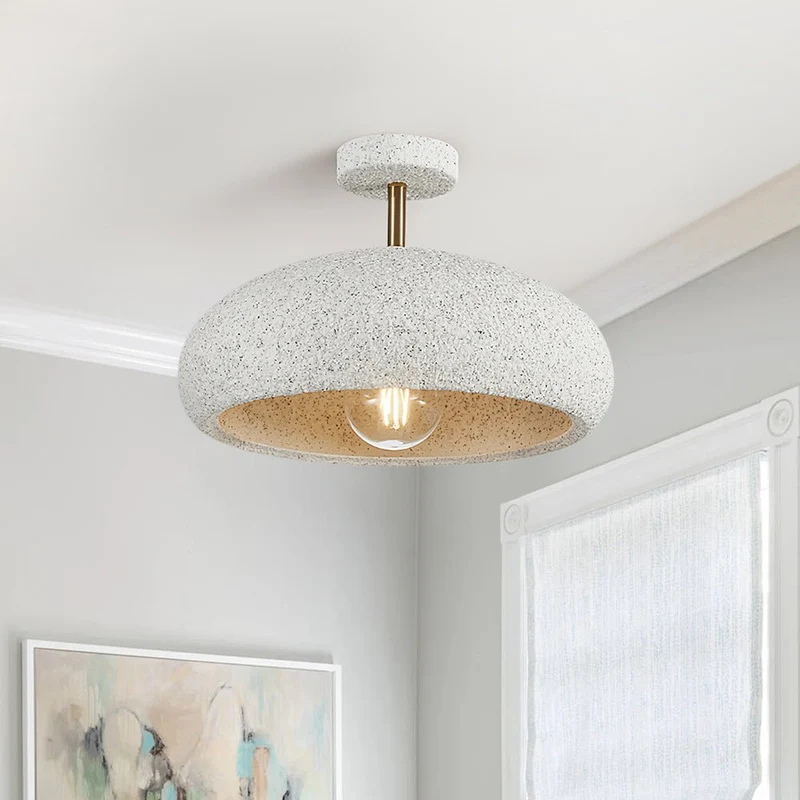 Plafondlamp Wabi-Sabi Koepel Nordic Gespikkeld Dimbaar Wit Geel Rood 35cm Woonkamer