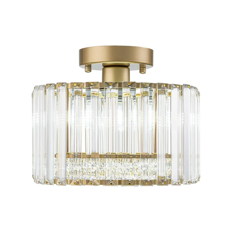 Plafondlamp Kristal Messing Mid-Century Dimbaar 27cm Slaapkamer Hal Entree Luxe