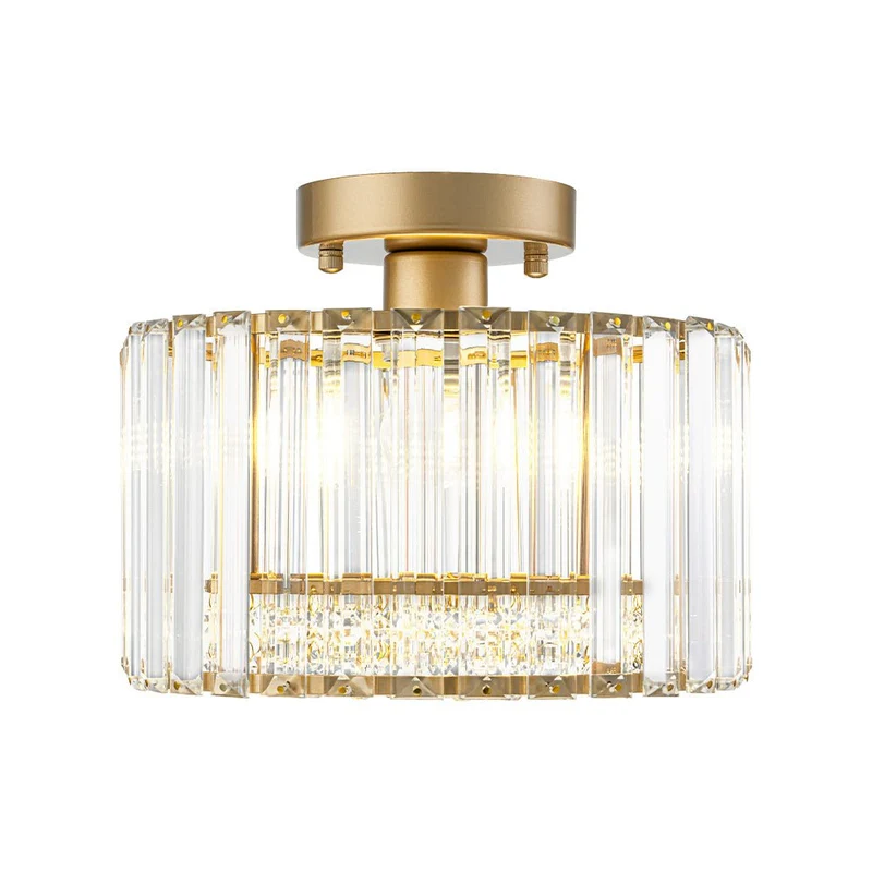 Plafondlamp Kristal Messing Mid-Century Dimbaar 27cm Slaapkamer Hal Entree Luxe