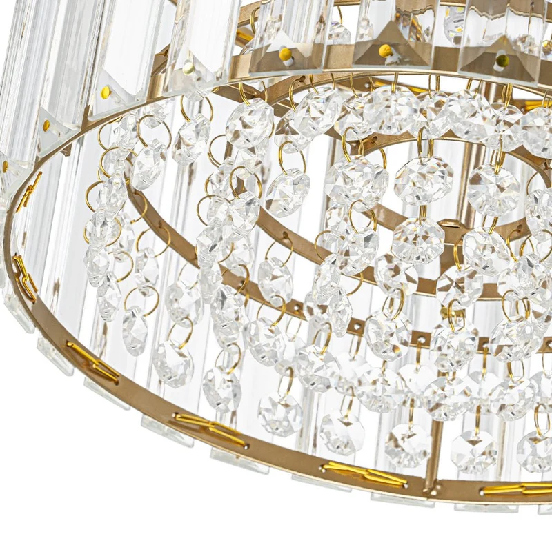 Plafondlamp Kristal Messing Mid-Century Dimbaar 27cm Slaapkamer Hal Entree Luxe