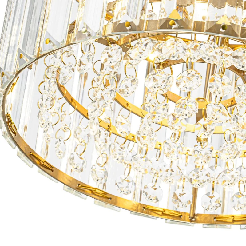 Plafondlamp Kristal Messing Mid-Century Dimbaar 27cm Slaapkamer Hal Entree Luxe