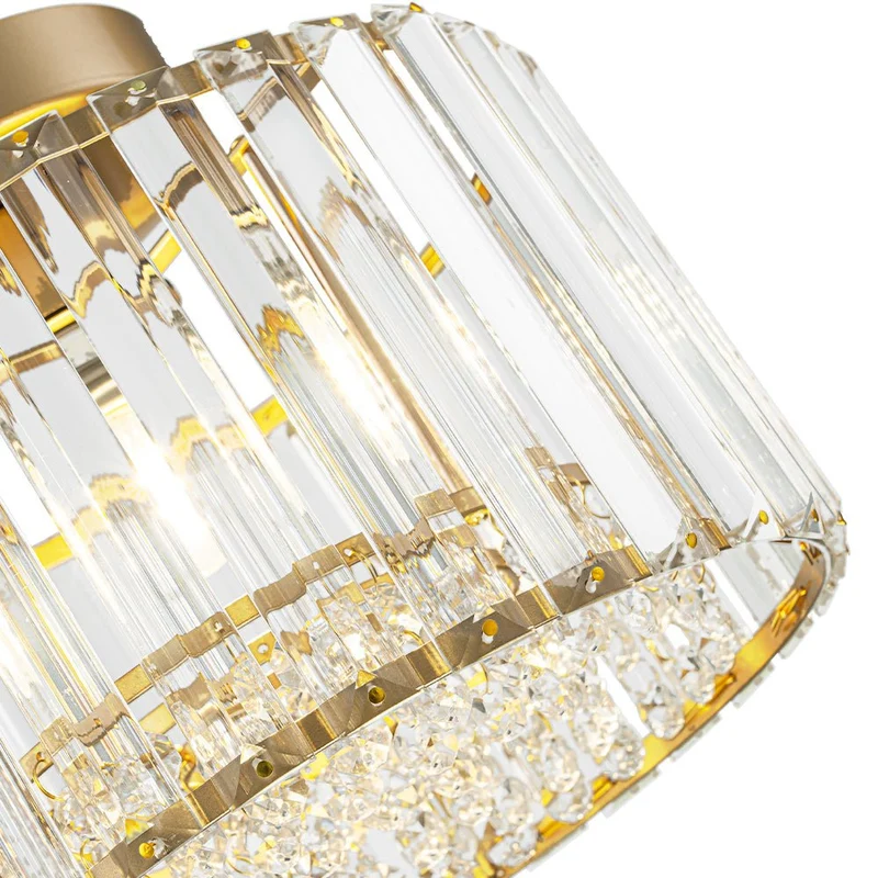 Plafondlamp Kristal Messing Mid-Century Dimbaar 27cm Slaapkamer Hal Entree Luxe