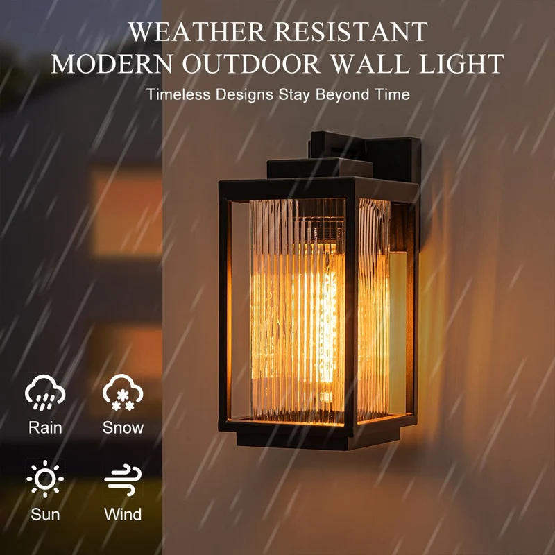 Buitenlamp Wandlamp Lantaarn Zwart Metaal IP23 32cm Voordeur Tuin Modern