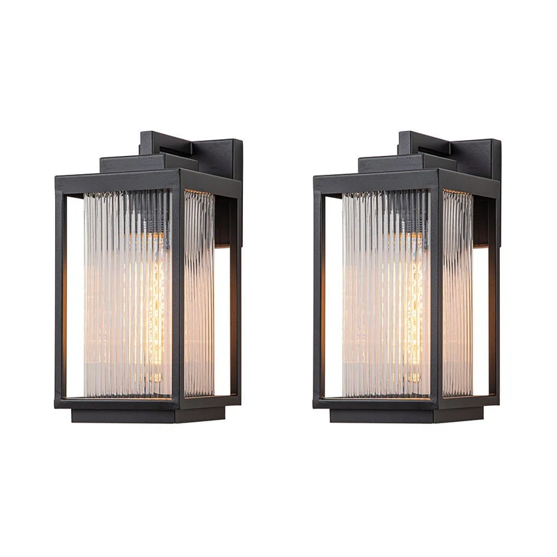 Buitenlamp Wandlamp Lantaarn Zwart Metaal IP23 32cm Voordeur Tuin Modern