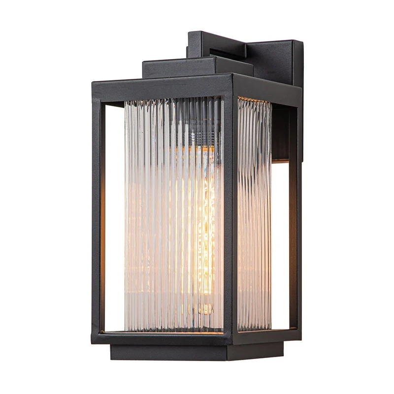 Buitenlamp Wandlamp Lantaarn Zwart Metaal IP23 32cm Voordeur Tuin Modern