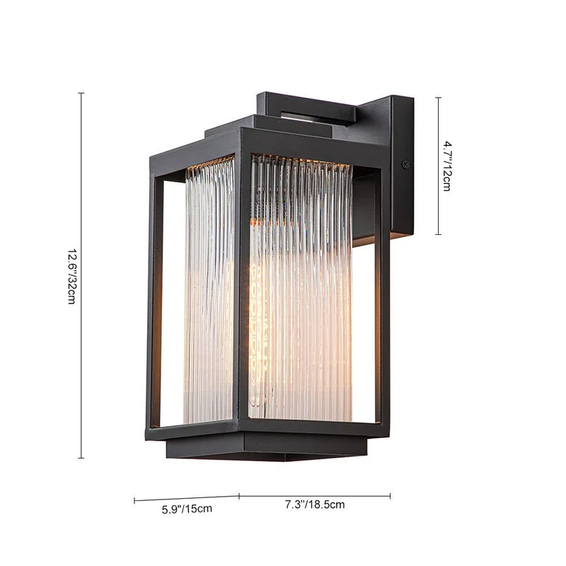 Buitenlamp Wandlamp Lantaarn Zwart Metaal IP23 32cm Voordeur Tuin Modern
